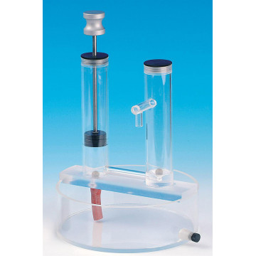 Druckpumpe Demo, Arbeitsmodell aus Acrylglas, mit Kugelventilen