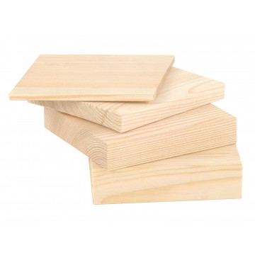 Unterlegklötze, Satz 4 Stück, Holzplatten unterschiedlicher Dicke, 150 x 150 mm