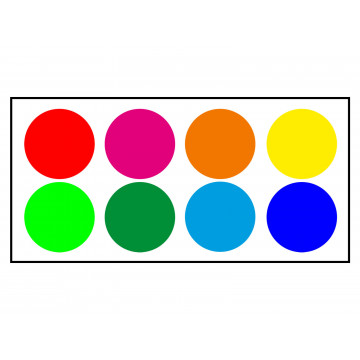 Farbkarte für Körperfarben, Karton mit 8 Farbfeldern