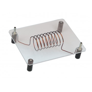 Spule auf Acrylglassockel, Magnetfeld um eine Spule mit Windungen