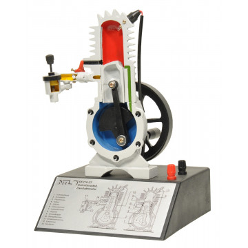 Zweitaktmotor, Schnittmodell auf Sockel