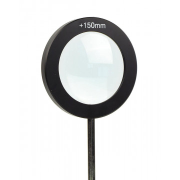 Kondensorlinse aus optischem Glas  "demo", auf Stiel, FI+150 mm